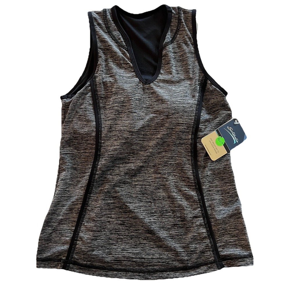 Sofibella Women's Size XS Athletic Line Padded Tank Top Shirt Gray NWT